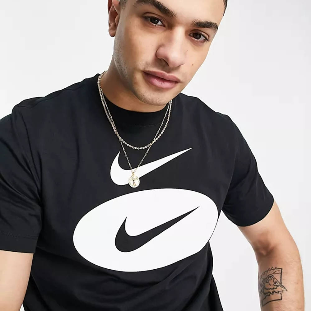 Nike Swoosh Large Logo T-Shirt - Black | The Sole Supplier