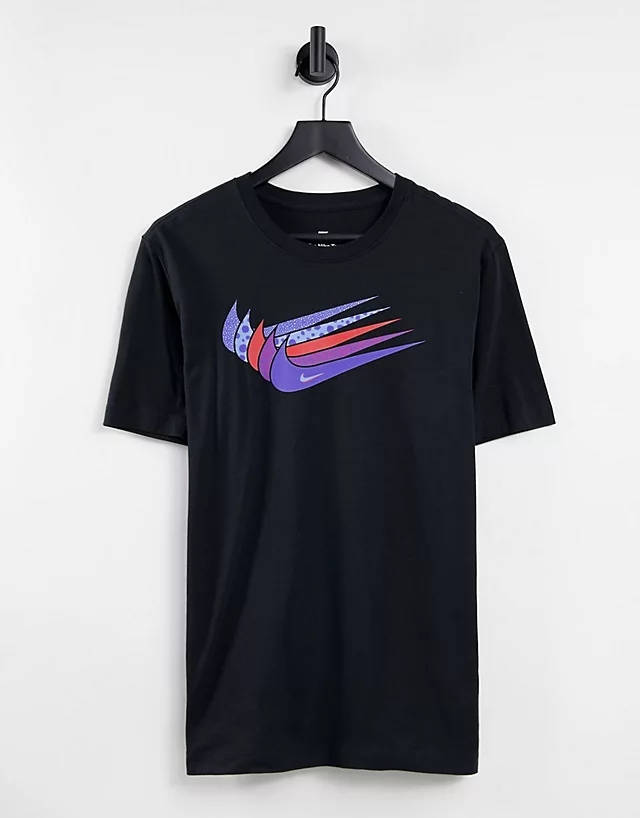 Nike Swoosh Stack Chest Print T-Shirt - Black | The Sole Supplier