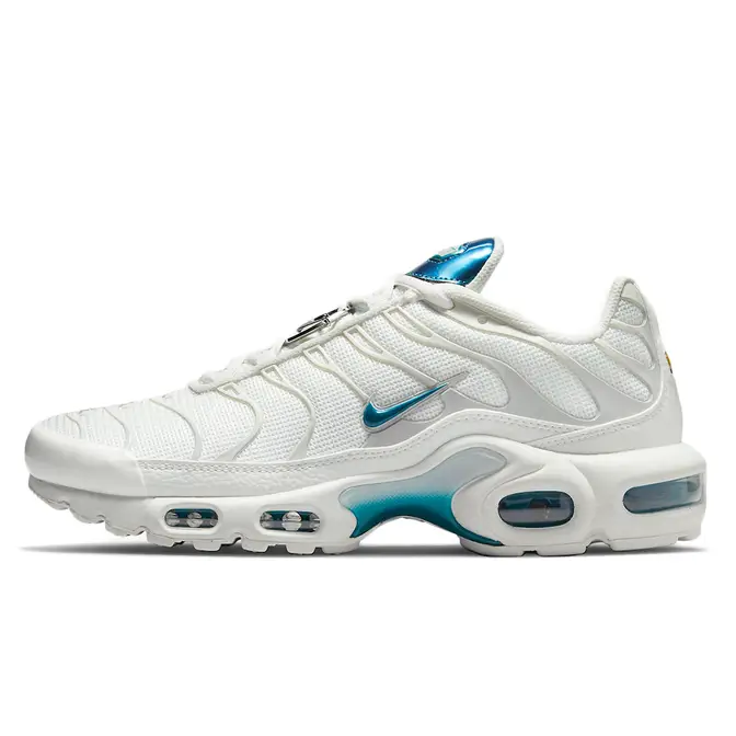 white tns with blue tick