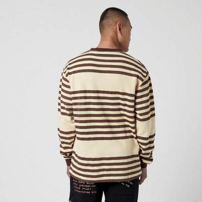 Pleasures Chiller Stripe Long-Sleeve T-Shirt Brown Back