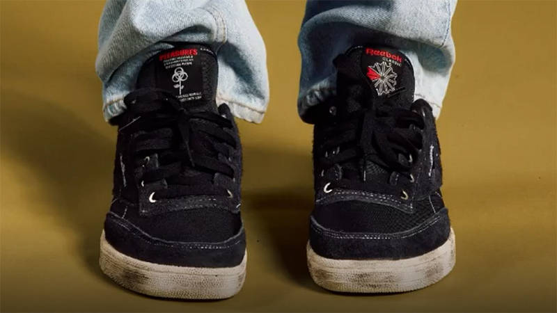 PLEASURES x Reebok Club C Black Front 2