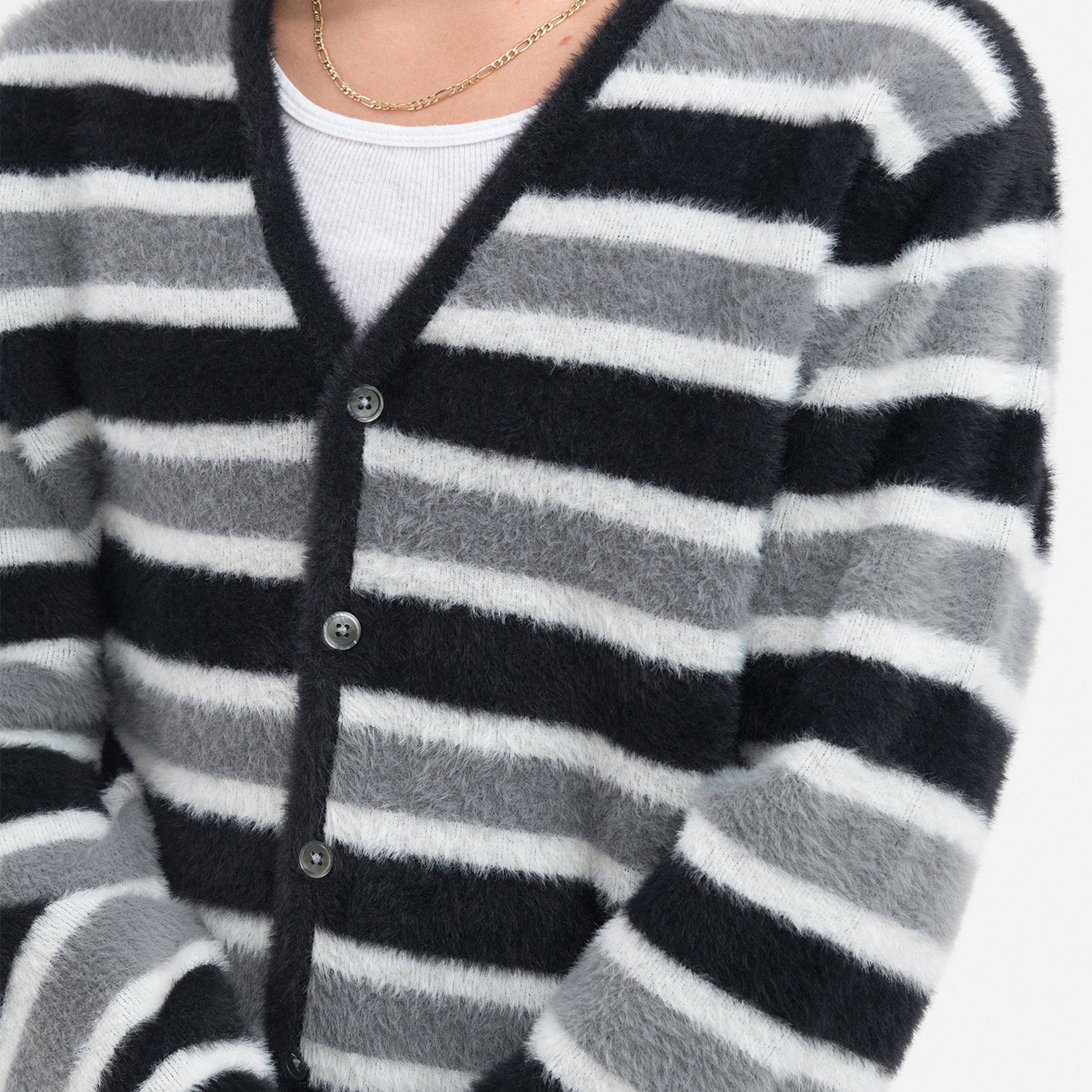 Stussy Horizontal Stripe Cardigan | Where To Buy | 117106BLAC