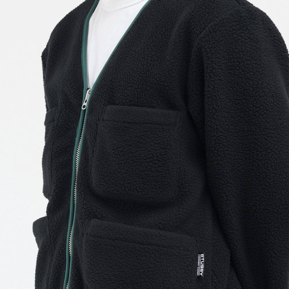 Stussy Polar Fleece Cardigan - Black | The Sole Supplier