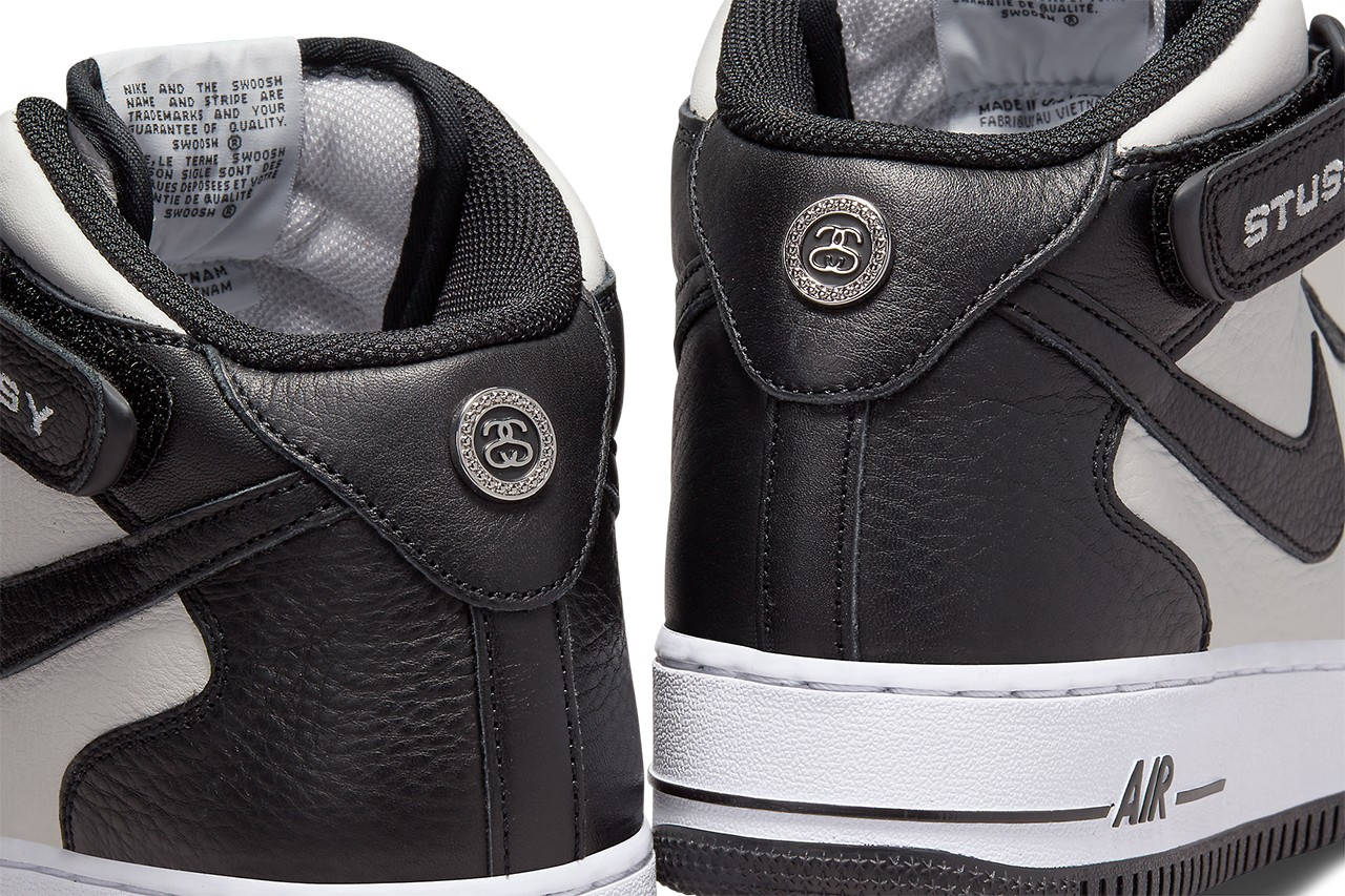 Stüssy x Nike Air Force 1 Mid Black White Official Images