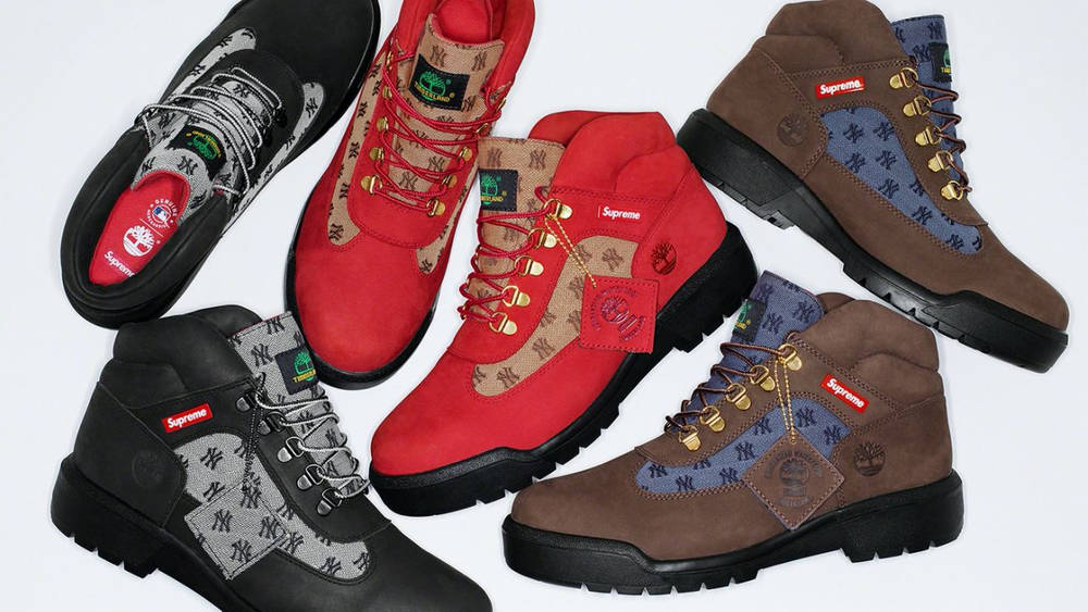 靴 Supreme Timberland NY Yankees field boot Timberland Field Boot Supreme New York Yankees Brown Men's