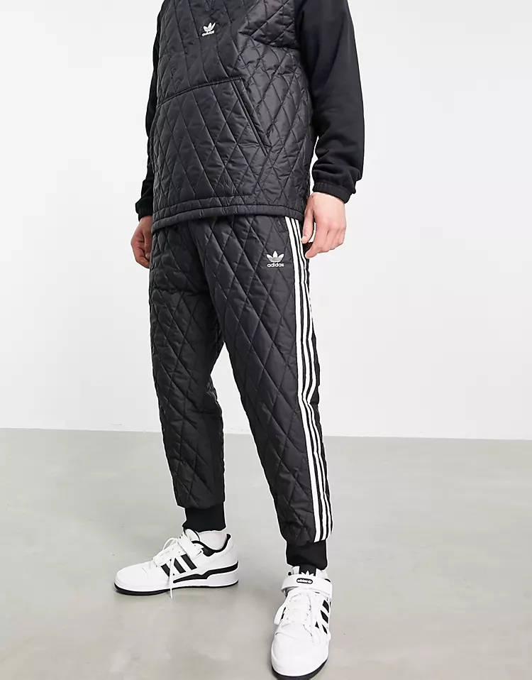 adidas Adicolor 3-Stripes Quilted Track Pants Black