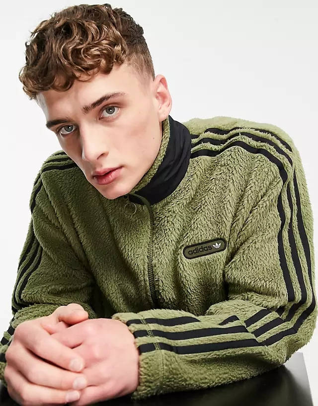 adidas SPRT Sherpa Track Top Khaki Detail