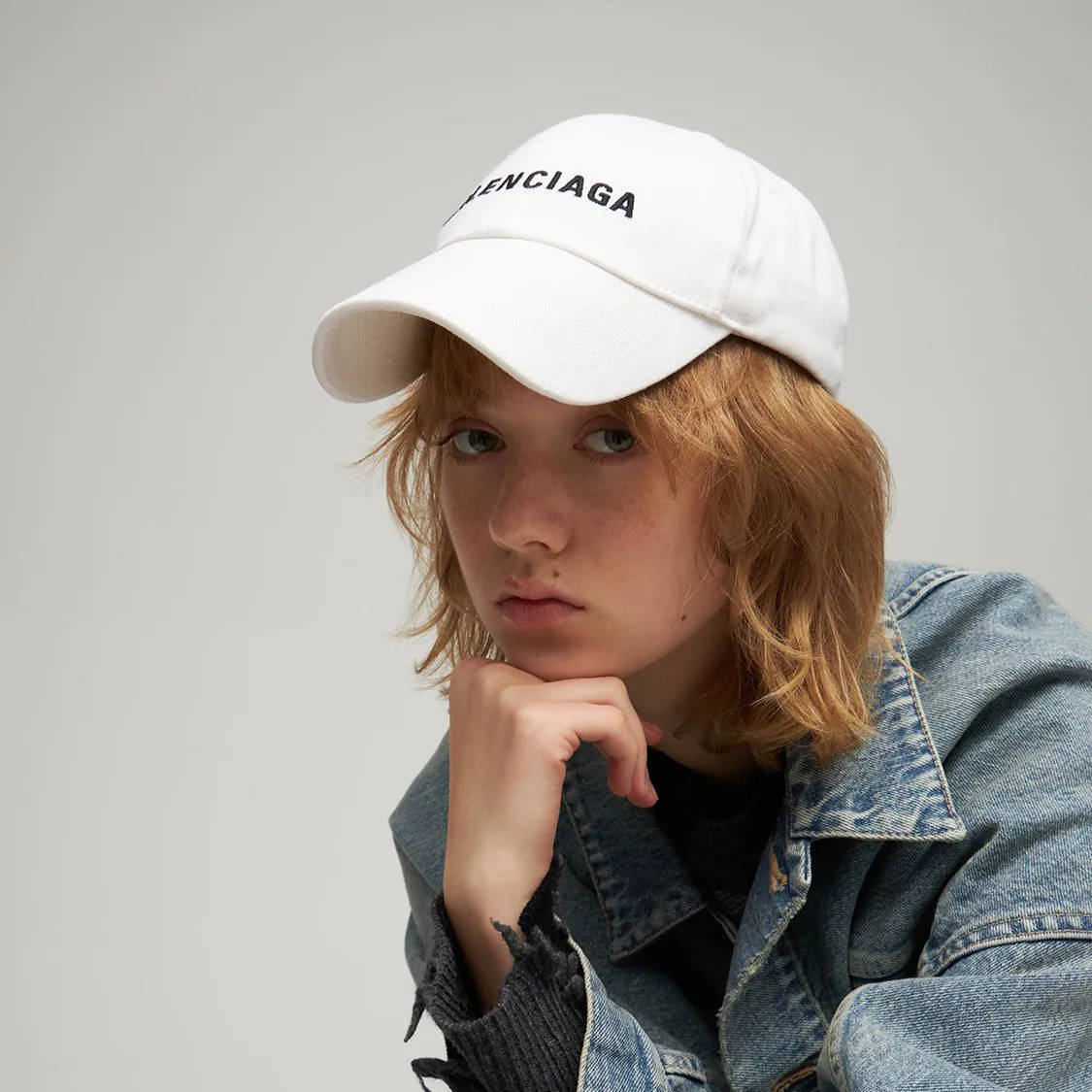 Balenciaga Logo Embroidered Cotton Baseball Hat