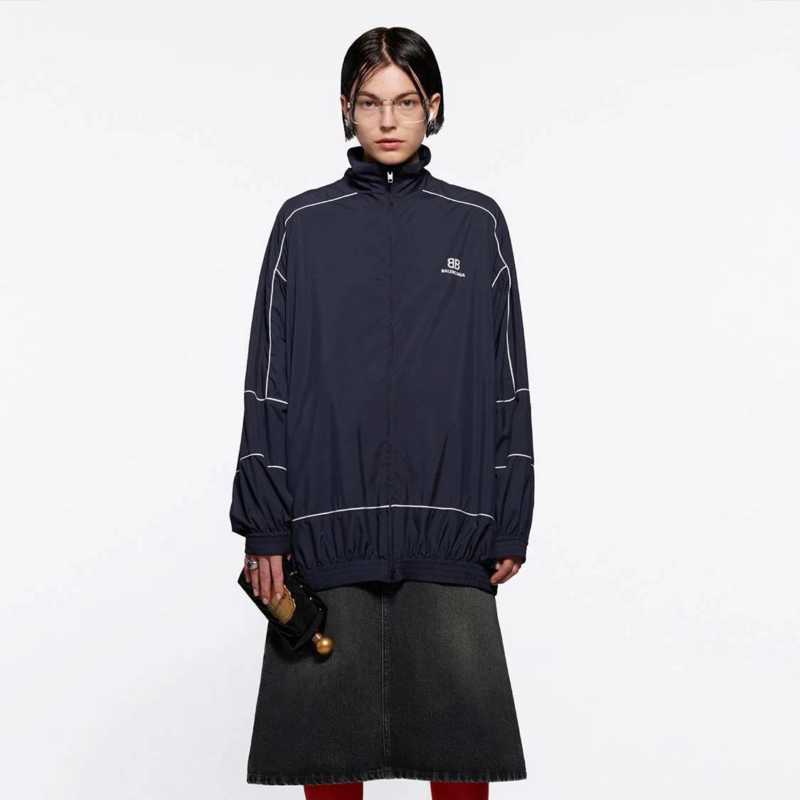 Balenciaga Logo Tech Poplin Zip-Up Jacket