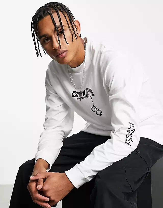 Carhartt WIP Scramble Long Sleeve Top White Front