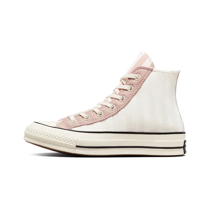 Pink and deals white striped converse