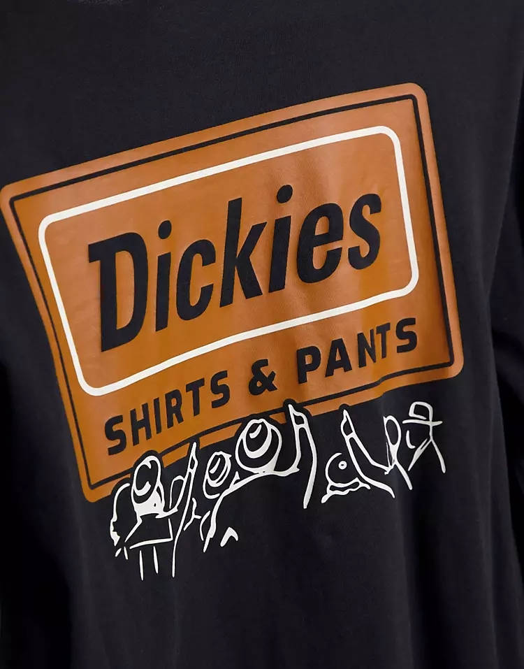 Dickies Harrison Back Print Long Sleeve T-Shirt Black Detail 2