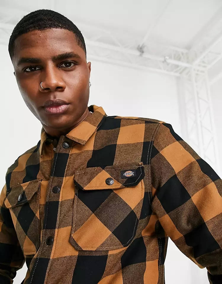 Dickies Sacramento Sherpa Lined Shirt Brown Detail