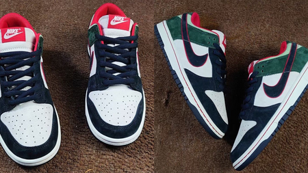 Navy, Green and Red Colour Blocking Appears On This New Nike Dunk Low Navy, Green and Red Colour Blocking Appears On This New Nike Dunk Low
