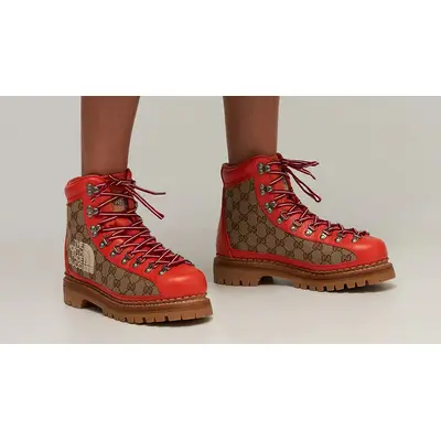 The North Face x Gucci Canvas Leather Boots Orange | Where To Buy 
