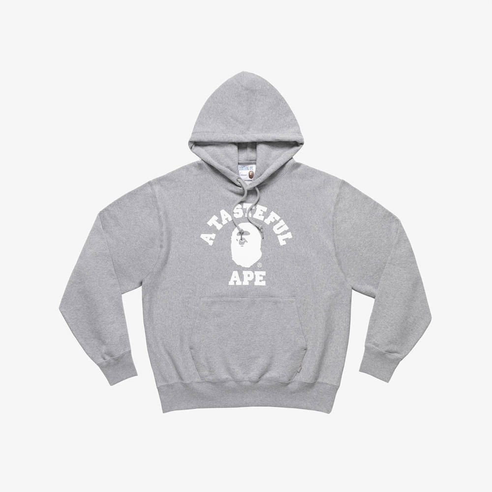 JJJJound x Bape Relaxed Classic College Pullover Hoodie - Grey | The