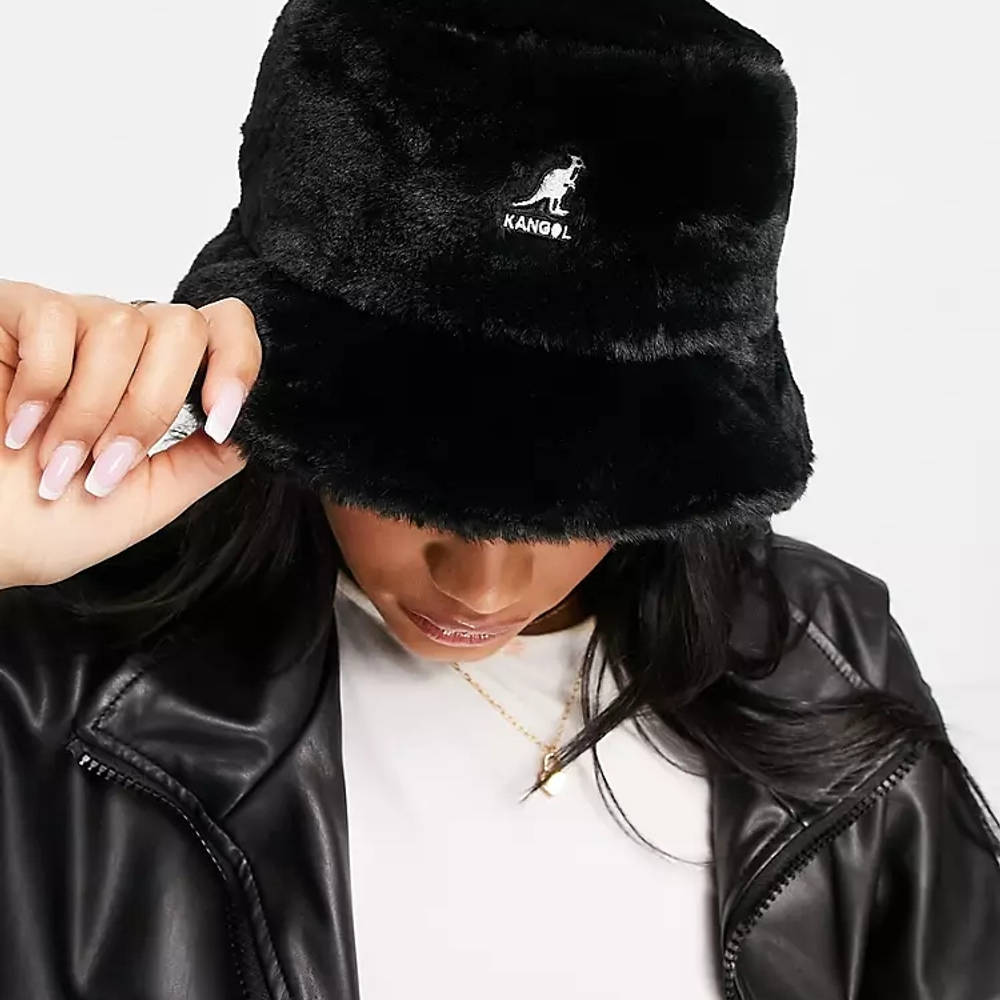 black fur kangol hat