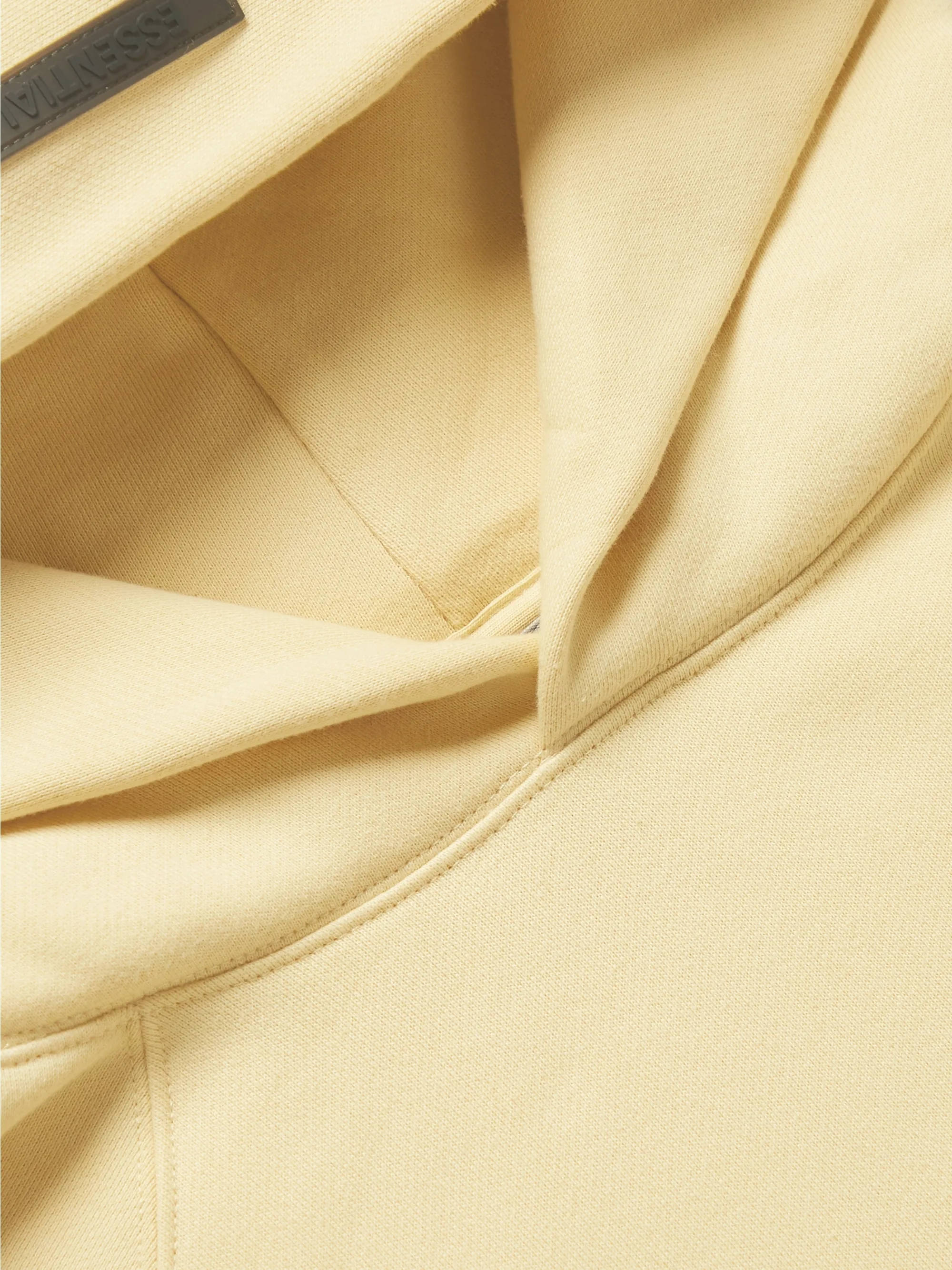 MR Porter x Fear of God Essentials Logo-Print Cotton-Blend Jersey Hoodie Cream Detail