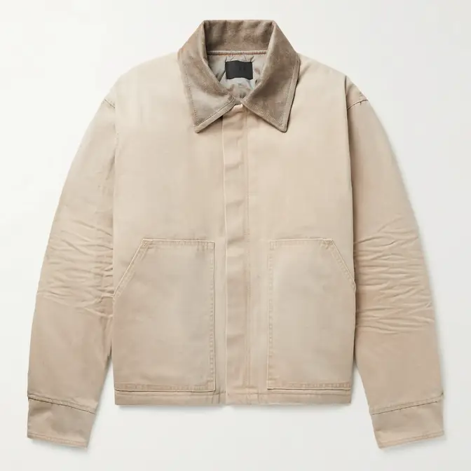 MR Porter x Fear of God Leather-Trimmed Distressed Canvas Jacket 