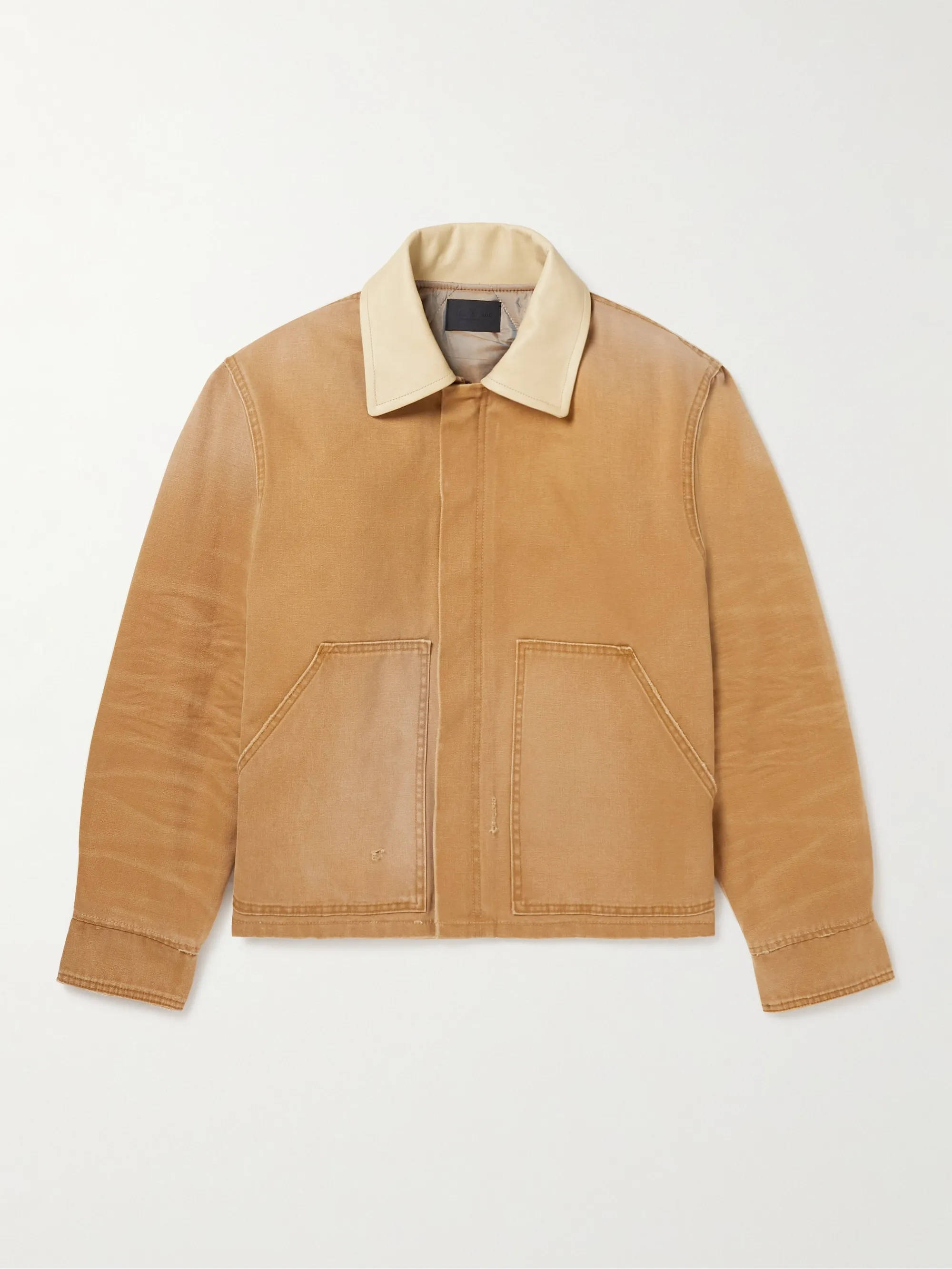 MR Porter x Fear of God Leather-Trimmed Distressed Canvas Jacket Rust