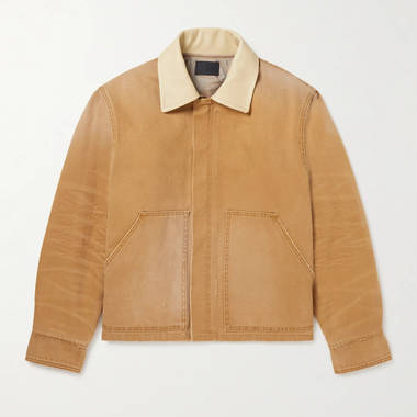 MR Porter x Fear of God Leather-Trimmed Distressed Canvas Jacket Rust