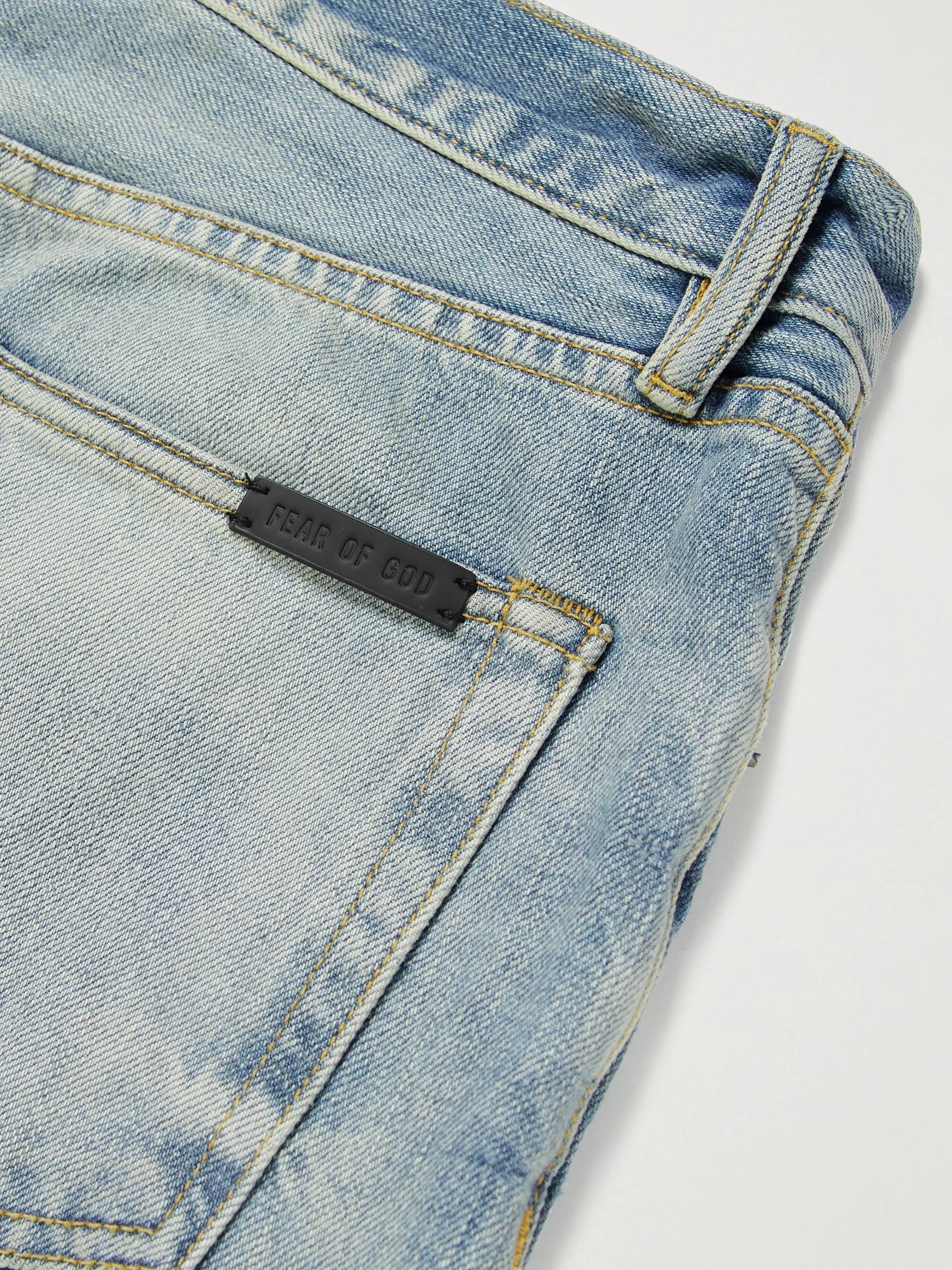 MR Porter x Fear of God Slim-Fit Distressed Jeans Blue Detail 3