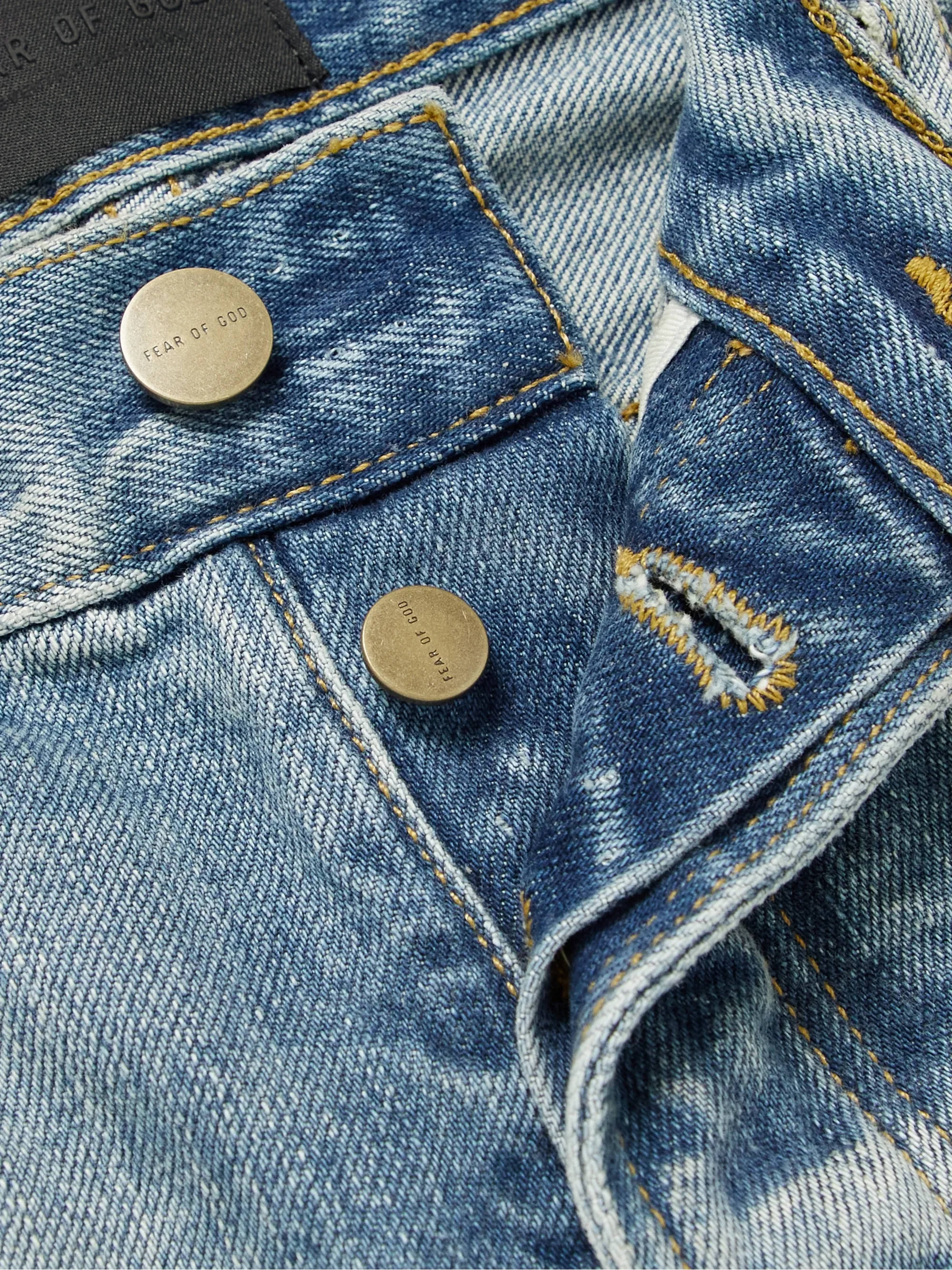 MR Porter x Fear of God Slim-Fit Distressed Jeans Blue Detail