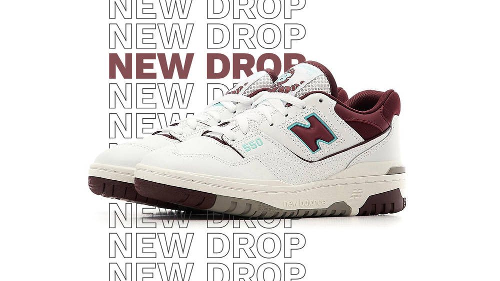 Image via Foot District New Balance 550 Burgundy Blue