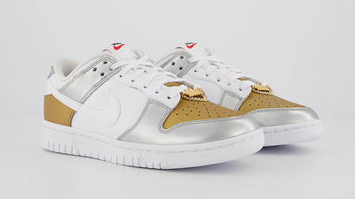 Nike Dunk Low Gold White Silver Red SIde