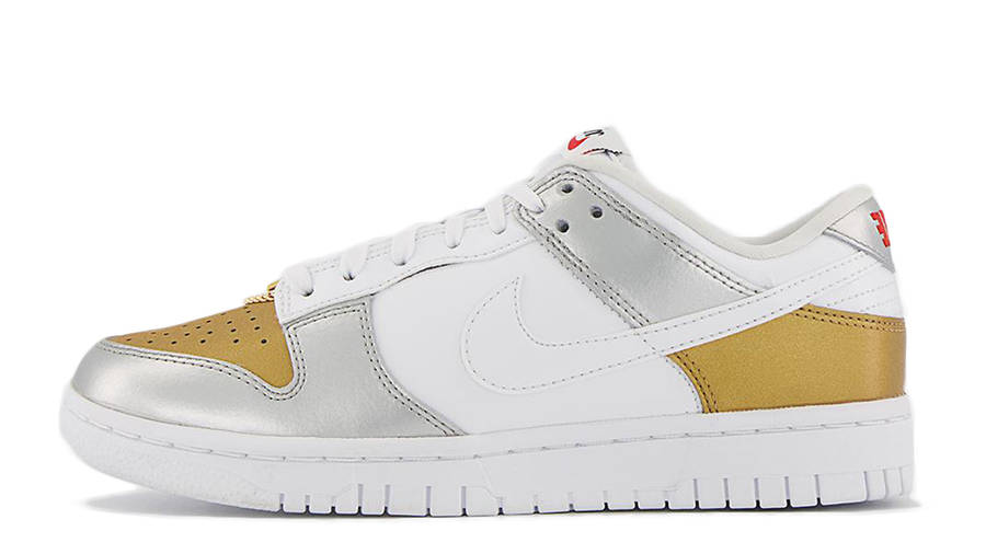 Nike Dunk Low Gold White Silver Red