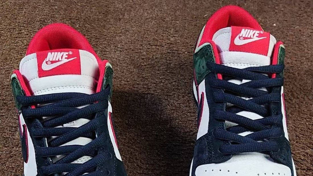 Nike Dunk Low Navy Green Red Colourway