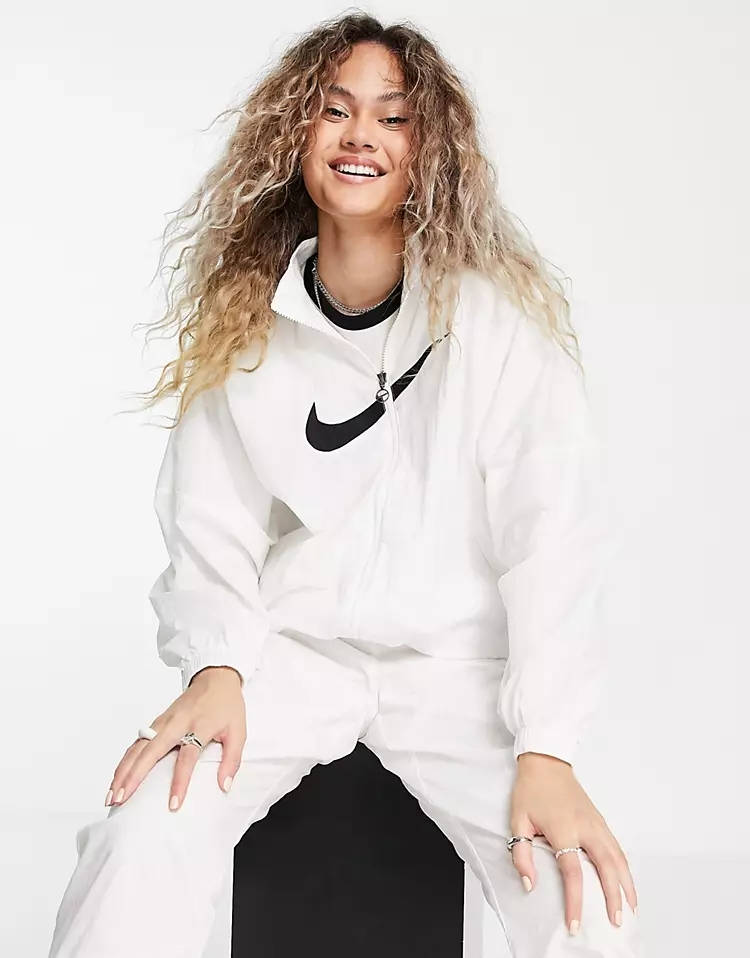 white nike swoosh tracksuit