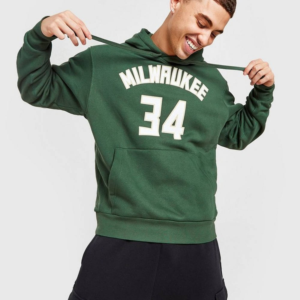 Nike NBA Milwaukee Bucks Giannis #34 Hoodie - Green | The Sole Supplier