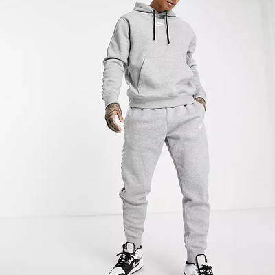 Nike Repeat Logo Taped Fleece Tracksuit Grey Front