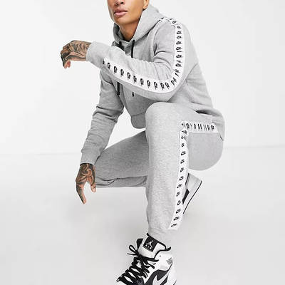 Nike Repeat Logo Taped Fleece Tracksuit Grey Side