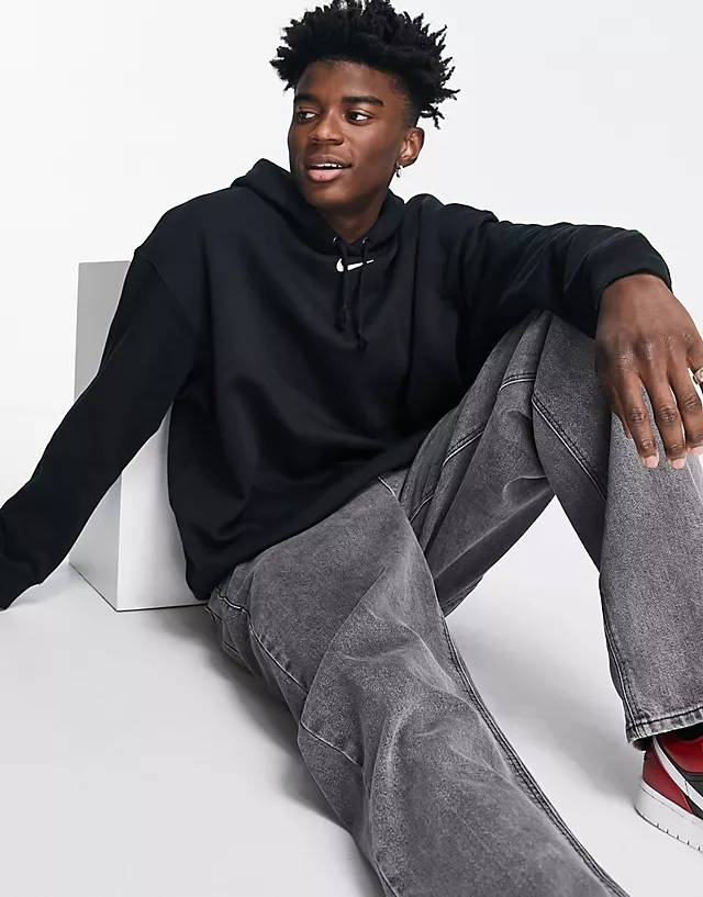 nike trend fleece oversized hoodie in black