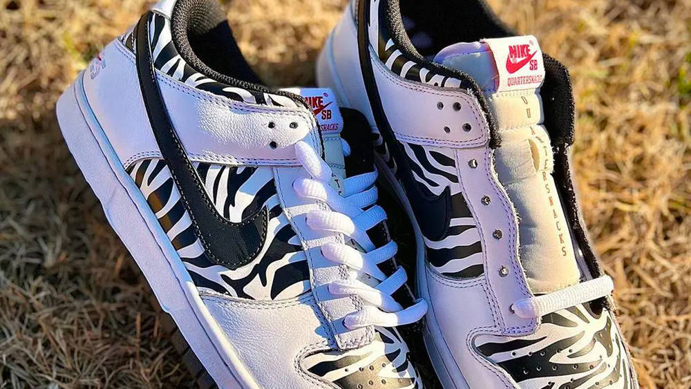Image via jfgrails Quartersnacks x Nike SB Dunk Low "Reverse Zebra"
