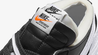 sacai x Nike Blazer Low White Black Patent DM6443-001 Detail