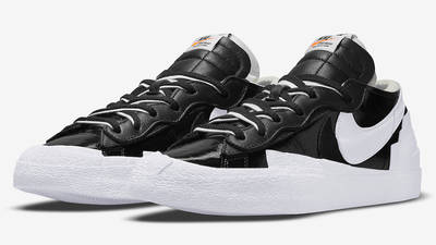 sacai x Nike Blazer Low White Black Patent DM6443-001 Side