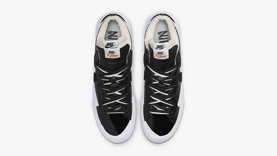 sacai x Nike Blazer Low White Black Patent DM6443-001 Top