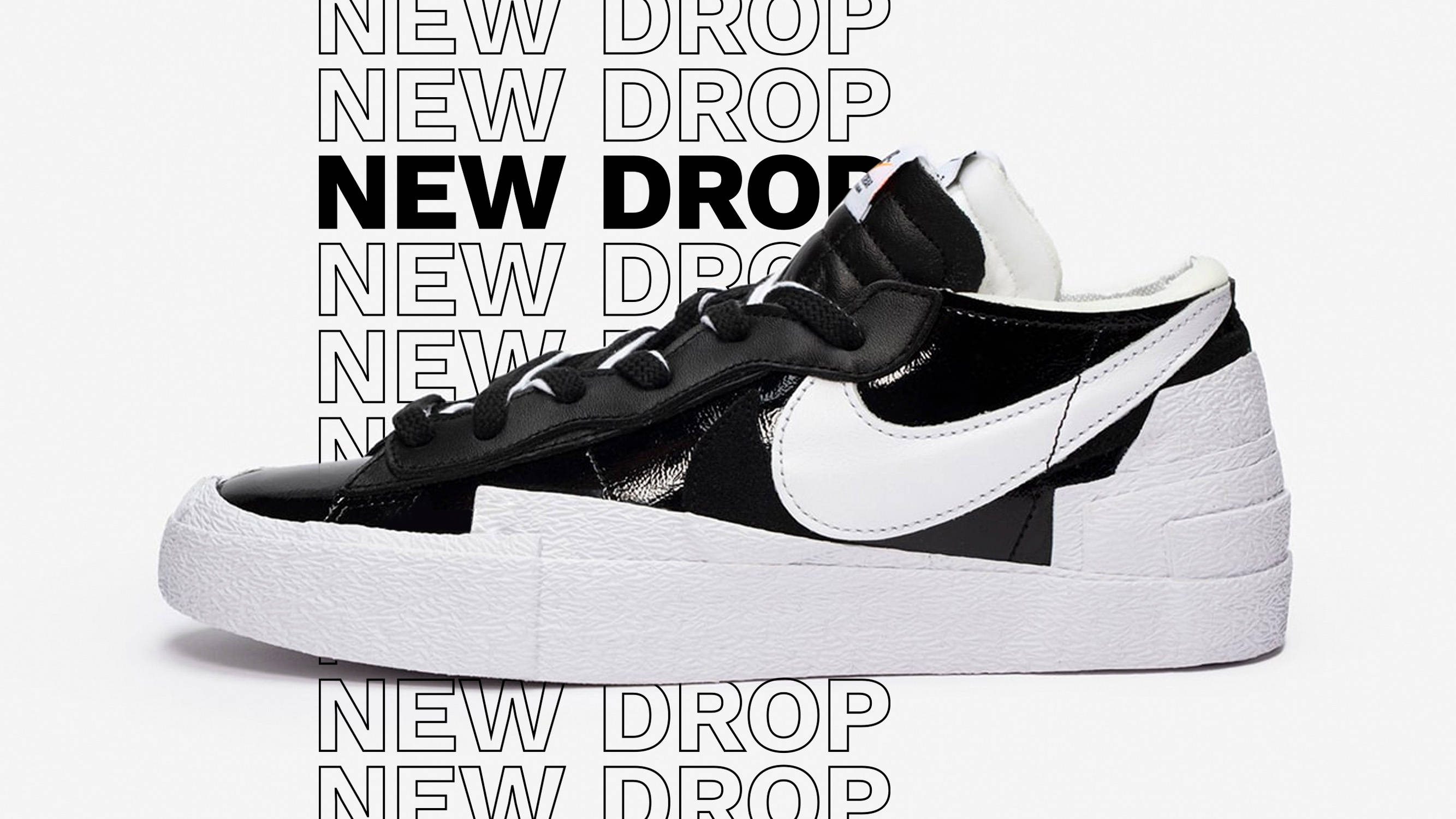 The sacai x Nike Blazer Low Surfaces With Black Patent Leather 