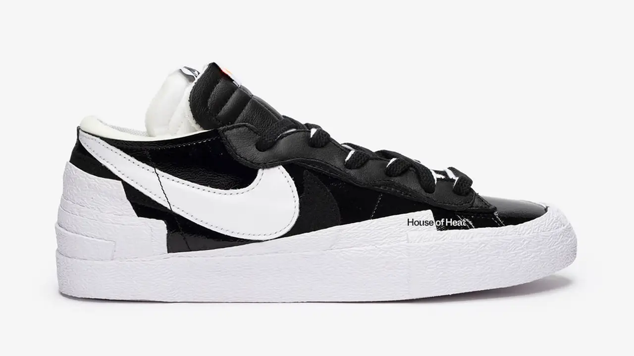 The sacai x Nike Blazer Low Surfaces With Black Patent Leather