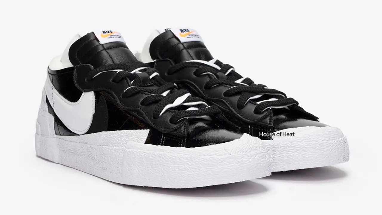 The sacai x Nike Blazer Low Surfaces With Black Patent Leather Uppers ...