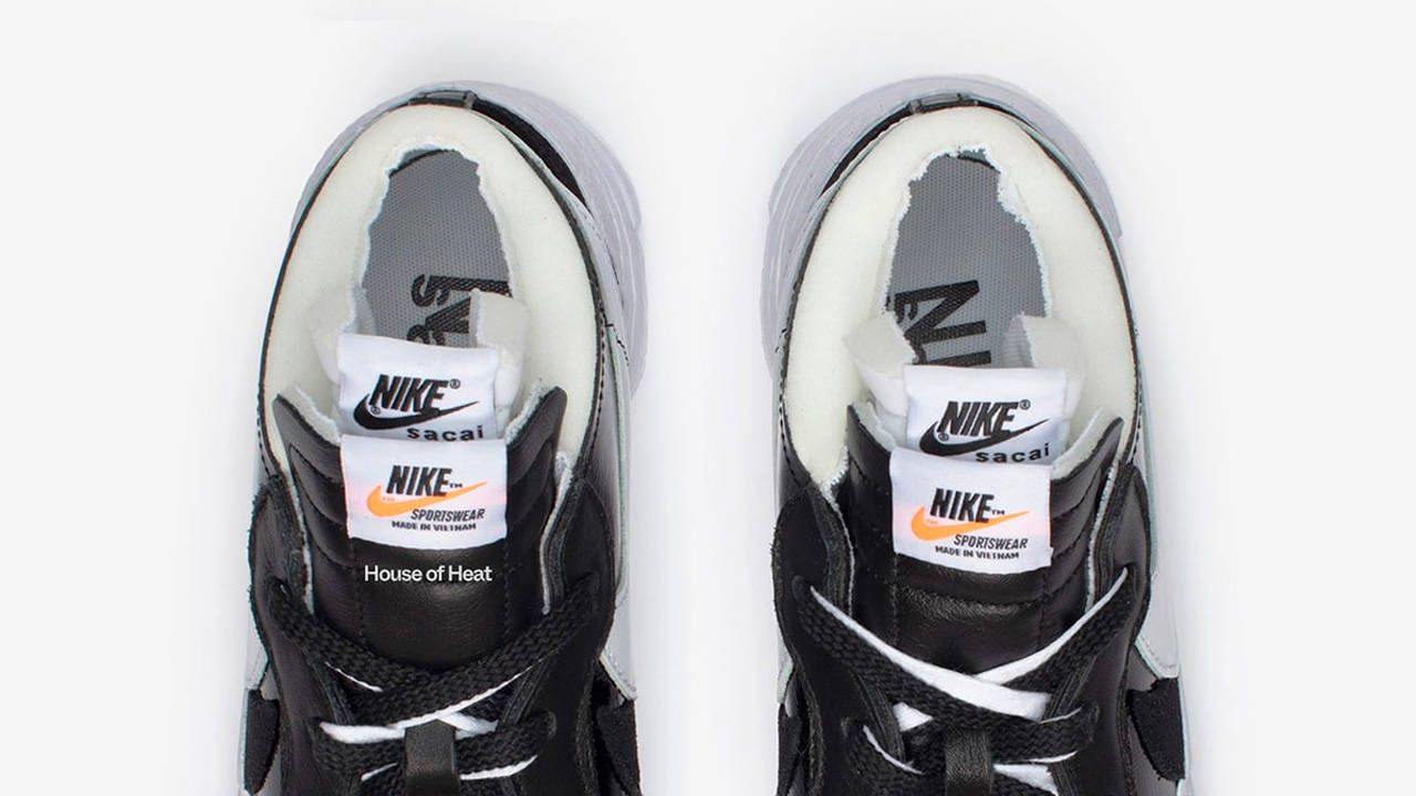 The sacai x Nike Blazer Low Surfaces With Black Patent Leather Uppers