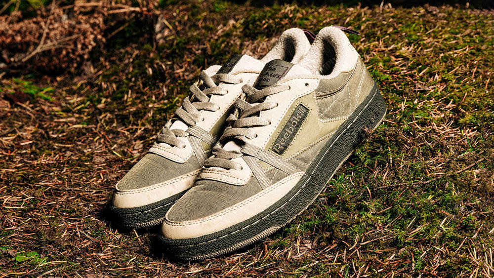 Image via size? size? x Reebok Club C Trail Pack Green Beige