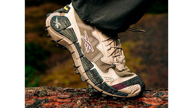 size x Reebok Zig Kinetica Trail Beige Brown Black on foot