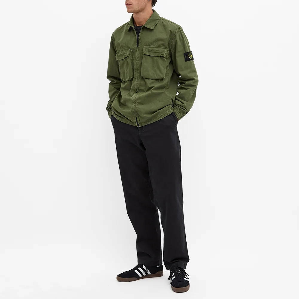 stone island 2 pocket brushed cotton shirt jacket