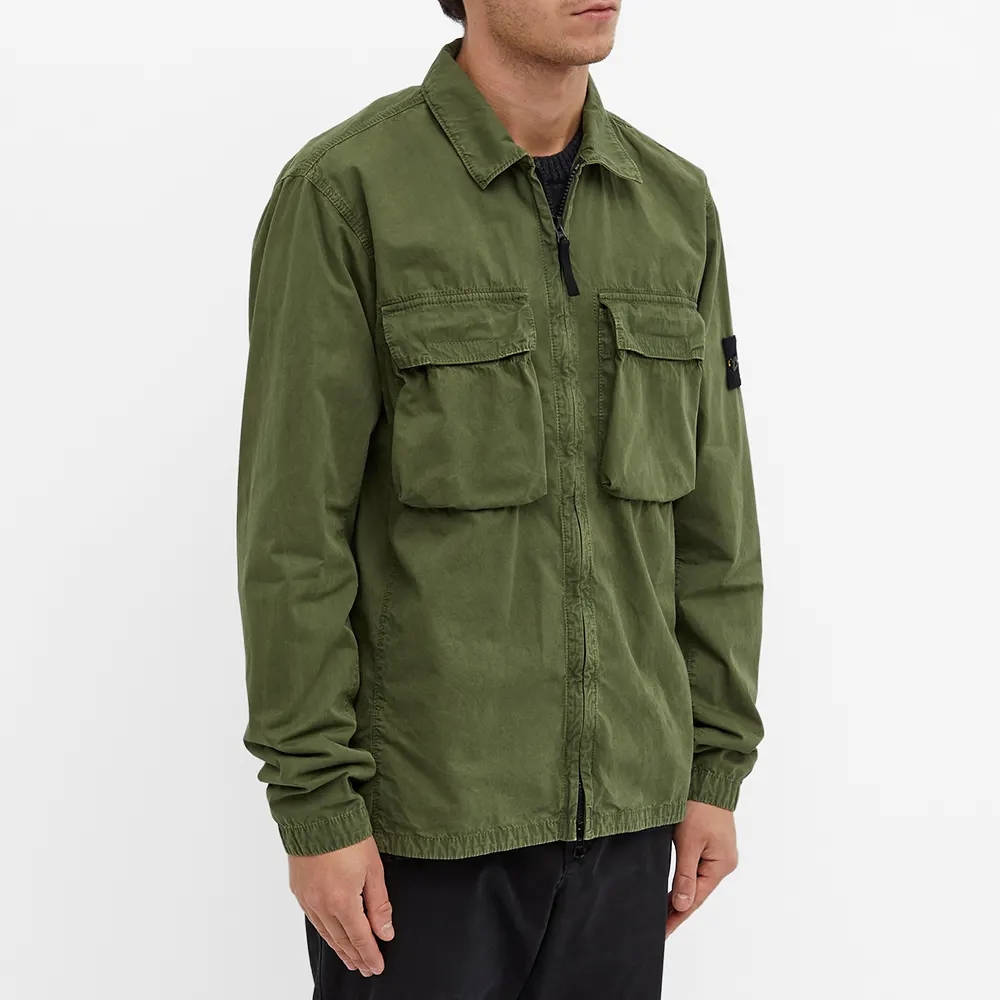 stone island 2 pocket brushed cotton shirt jacket