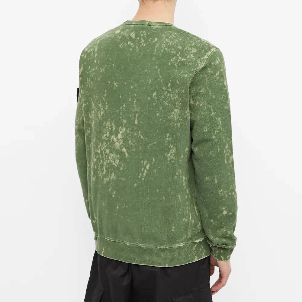 Stone Island Off Dyed Crew Neck Sweatshirt Olive Back