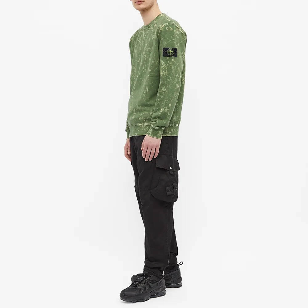 Stone Island Off Dyed Crew Neck Sweatshirt Olive Full